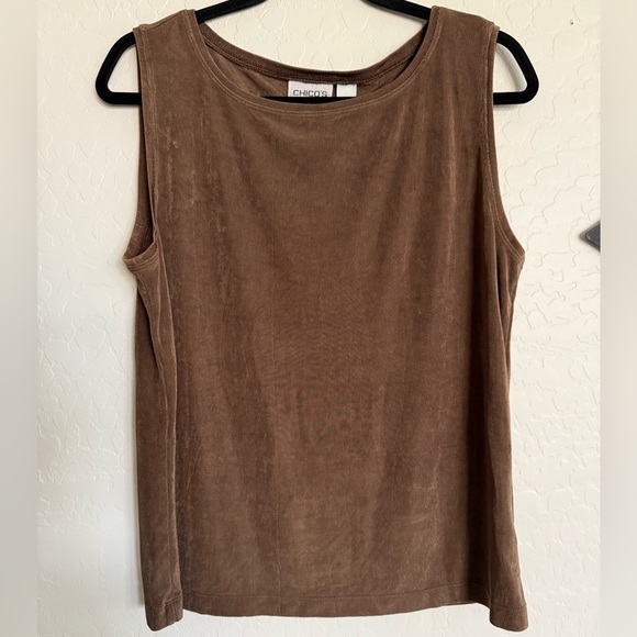 Chico's Tops - CHICO’S Vtg Travelers Brown Slinky Sleeveless Top with Stretch - Size 3 (XL)